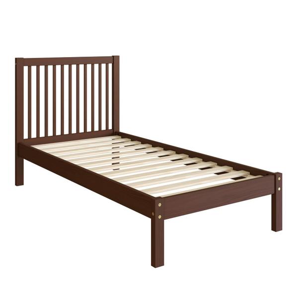 Imagem de Cama de Solteiro Lucy de Madeira Maciça com Lastro Walnut