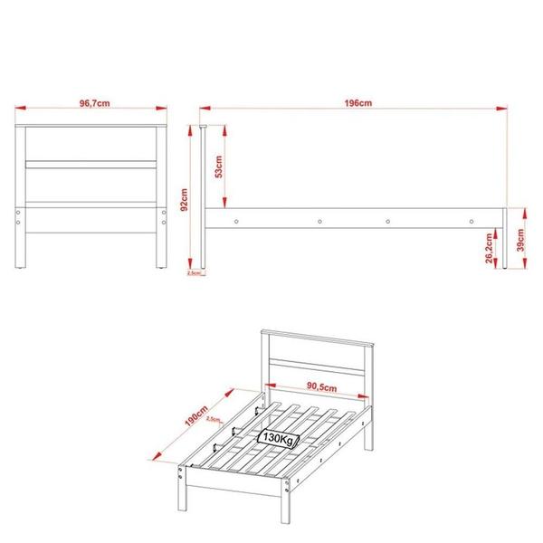 Imagem de Cama De Solteiro Madeira Cm8004 Amêndoa/branco