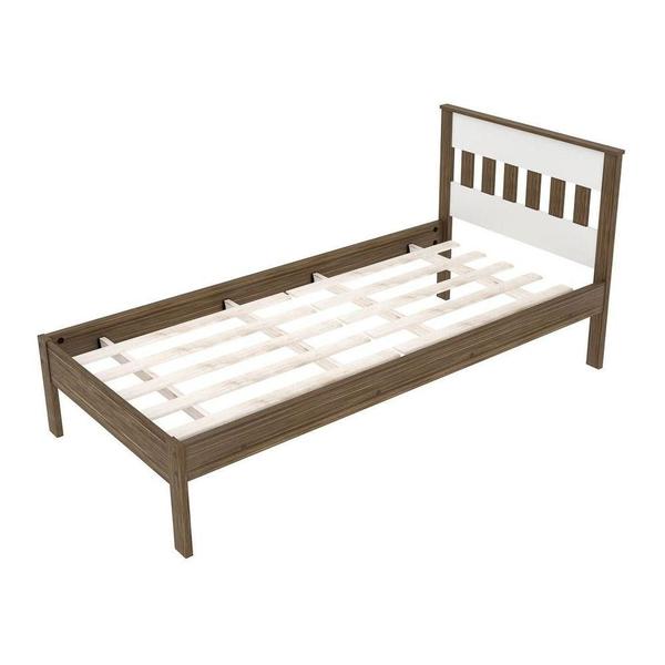 Imagem de Cama De Solteiro Madeira Cm8006 Nogal/branco