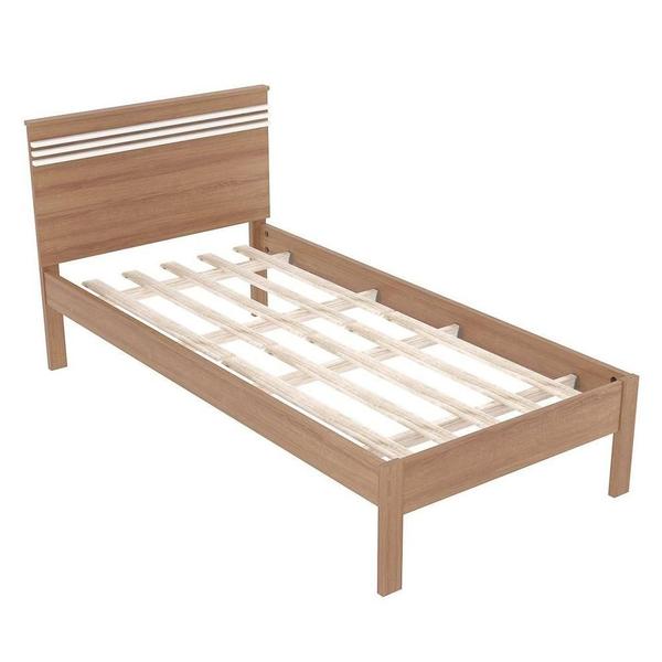 Imagem de Cama De Solteiro Madeira Cm8010 Amêndoa/branco