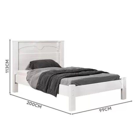 Imagem de Cama de Solteiro MDF Branco Amsterdã Fênix