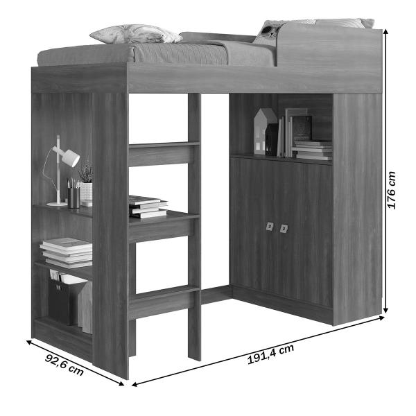 Imagem de Cama de Solteiro Multifuncional San Francisco 2 Portas Nogal - Art In Móveis