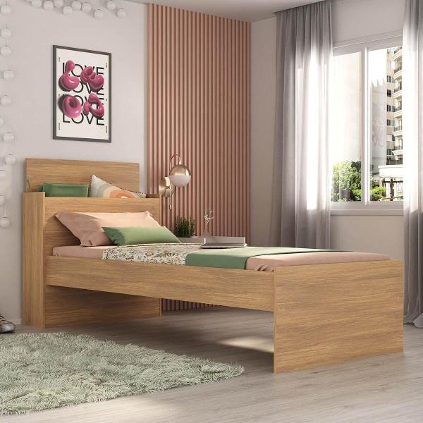 Imagem de Cama de Solteiro para Colchão 188 x 78cm com Baú Embutido Multimóveis MP4229 Branco