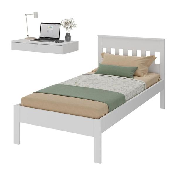 Imagem de Cama de Solteiro para Colchão 88 x 188 cm com Penteadeira 90cm Suspensa Multimóveis CR35248