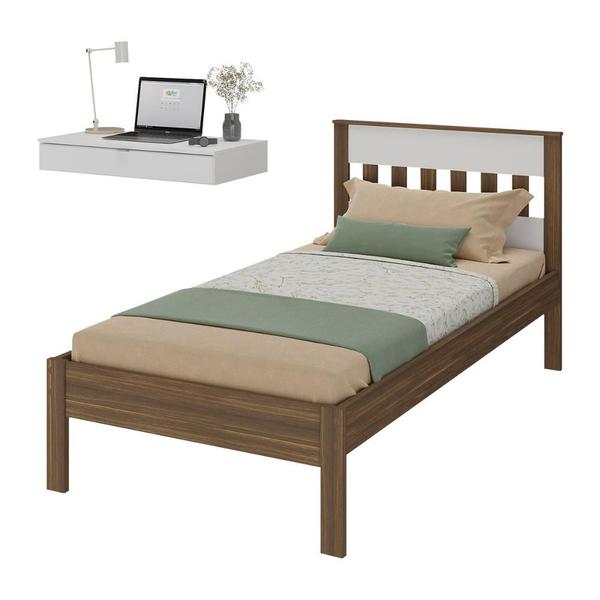 Imagem de Cama de Solteiro para Colchão 88 x 188 cm com Penteadeira 90cm Suspensa Multimóveis CR35248