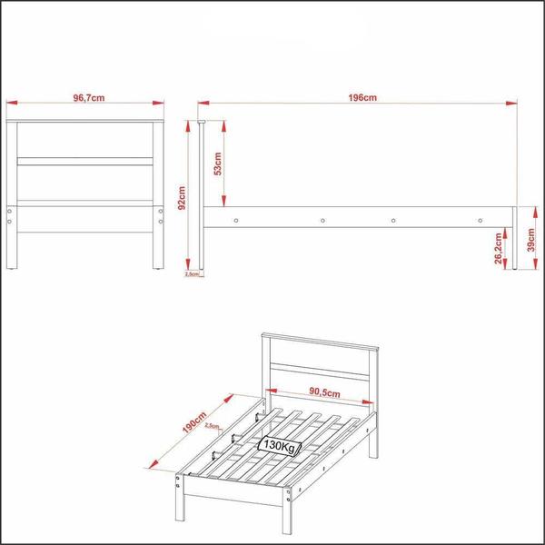 Imagem de Cama de Solteiro para Colchão 88 x 188 cm Multimóveis CR35008 Amendoa/Branca