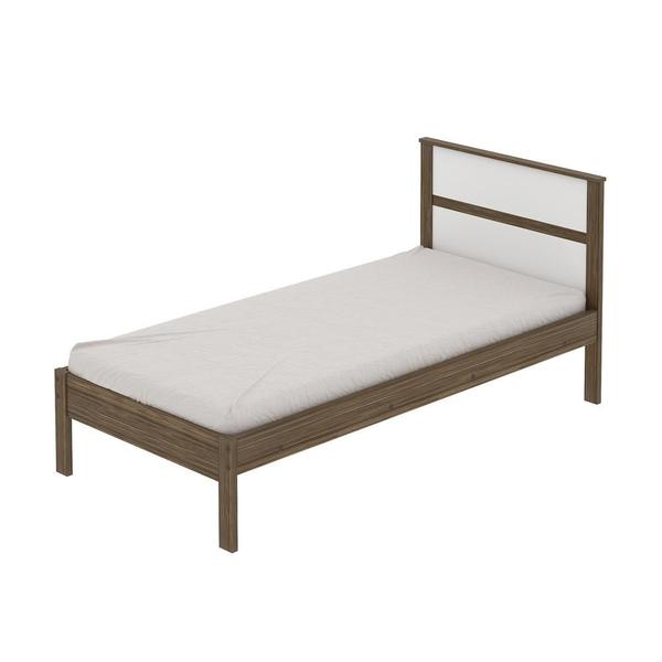 Imagem de Cama de Solteiro para Colchão 88 x 188 cm Multimóveis CR35008 Nogal/Branca