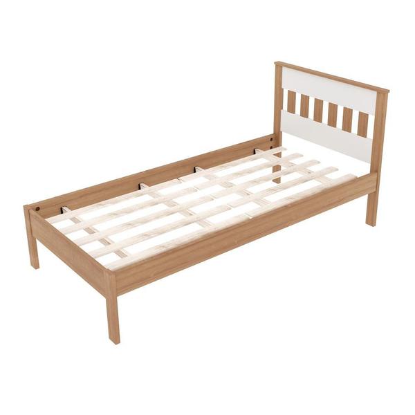 Imagem de Cama de Solteiro para Colchão 88 x 188 cm Multimóveis CR35010 Amendoa/Branca