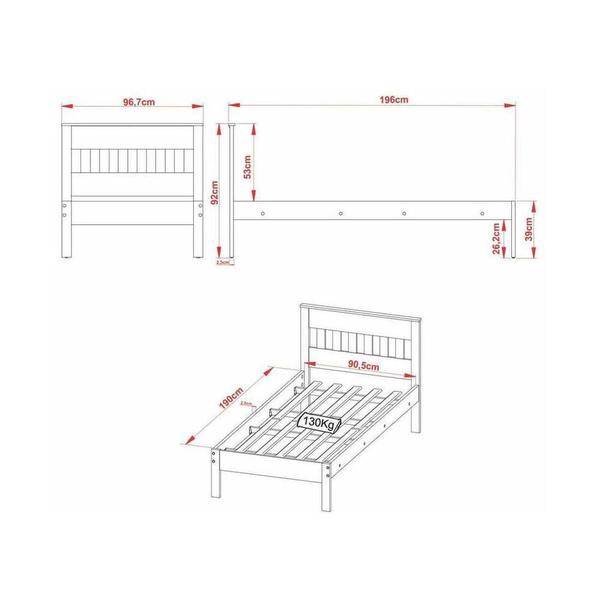 Imagem de Cama de Solteiro para Colchão 88 x 188 cm Multimóveis VCR35010