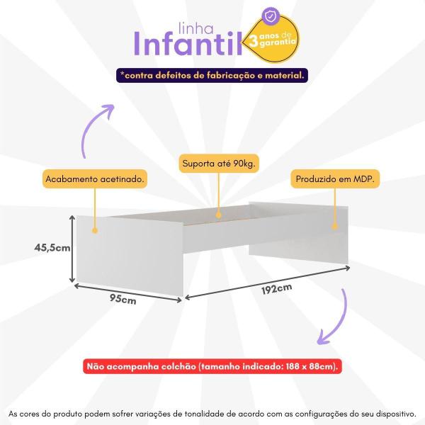 Imagem de Cama de Solteiro para Colchão 88x188cm Maçã do Amor Multimóveis BB4022