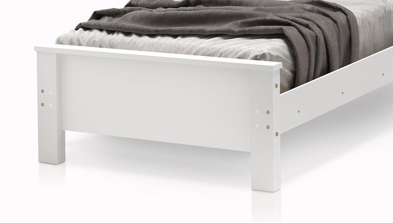 Imagem de cama de solteiro para quarto mdf pé de madeira reforçada estilo tradicional alta mila branco