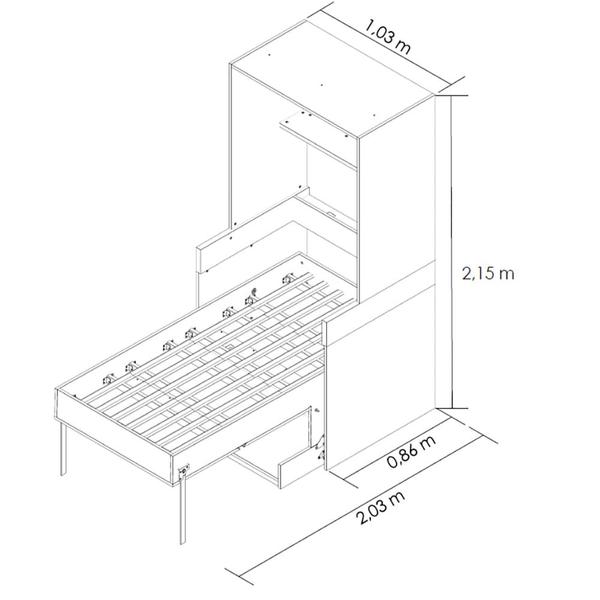 Imagem de Cama de Solteiro Retrátil Vertical com Mesa Escrivaninha Forman SVS Pecan e Freijó