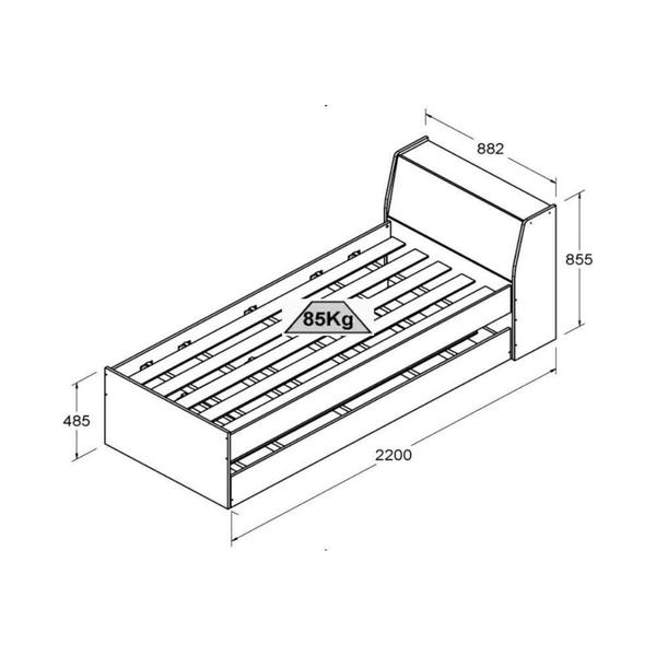 Imagem de Cama Ditália Móveis Solteiro Bicama BB-28