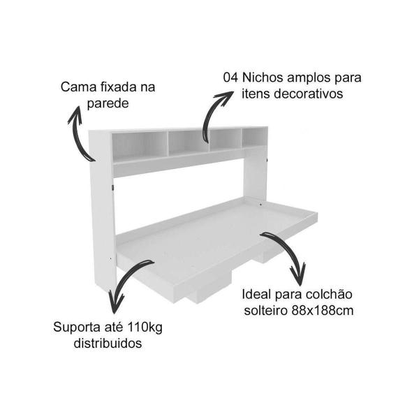 Imagem de Cama Dobrável Articulada Multifuncional CM8020 Branco - Tecno Mobili