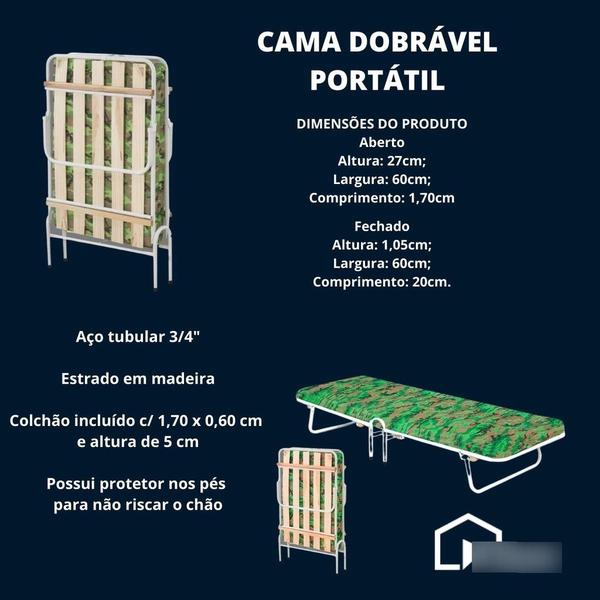 Imagem de Cama Dobrável Camping Portátil Com Colchão Envio Imediato