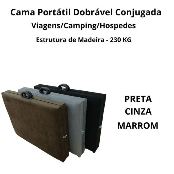 Imagem de Cama Dobrável Portátil Conjugada Premium  MARROM   Viagem/Camping/Alojamentos/Hospedes/Pousadas   230KG  ARTPUFF DO BRASIL