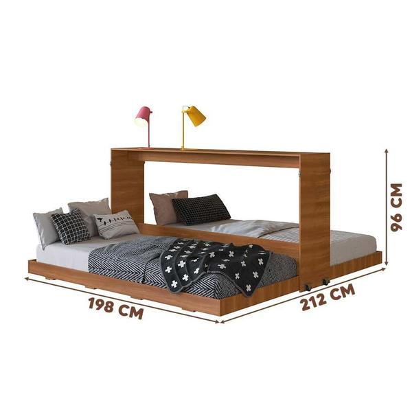 Imagem de Cama Dupla Montessoriana  Articulável Solteiro Nogal Com 2 Colchões Phoenix Art In Móveis