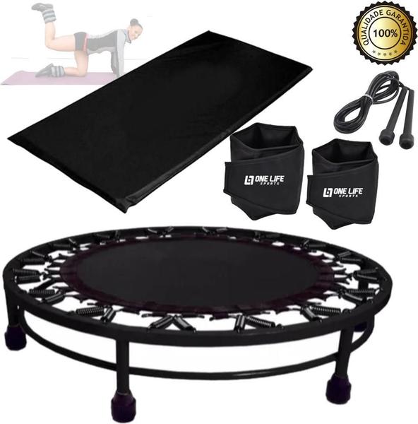 Imagem de Cama Elástica Mini Jump + Colchonete + Corda+ Caneleira 3 Kg