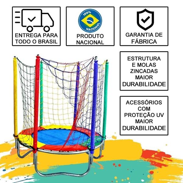 Imagem de Cama Elástica Pula Pula 1,40m Nacional + Piscina de Bolinhas Quadrada 1,00m Premium + Escorregador Playground Médio