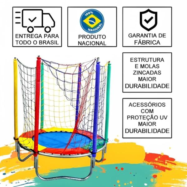 Imagem de Cama Elástica Pula Pula 1,40m + Piscina de Bolinhas Quadrada 1,50m + Escorregador Médio + Gangorra 1 Lugar