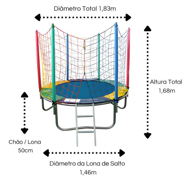 Imagem de Cama Elástica Pula Pula 1,83m + Piscina De Bolinha Oitavada 2,00m + Escorregador Médio Infantil