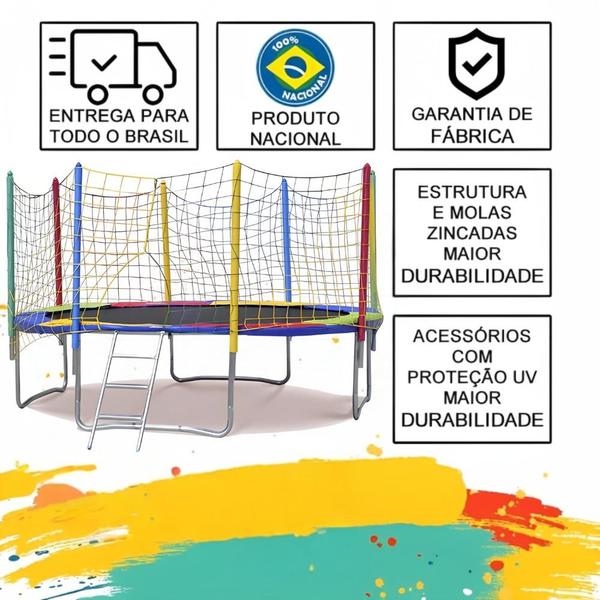 Cama Elástica Pula Pula 3,05m + Piscina de Bolinhas 1,00m Quadrada + Escorregador 3 Degraus + Gangorra 1 Lugar Infantil + 500 Bolinhas - Rotoplay Brinquedos Imagem de Cama Elástica Pula Pula 3,05m + Piscina de Bolinhas 1,00m Quadrada + Escorregador 3 Degraus + Gangorra 1 Lugar Infantil + 500 Bolinhas