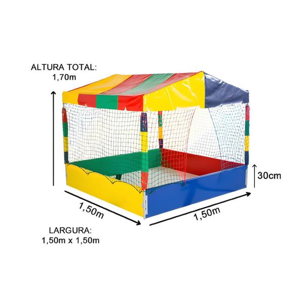 Imagem de Cama Elástica Pula Pula 3,05m Resistente + Piscina de Bolinhas 1,50m Premium + 1.000 B + Escorregador M + Gangorra  + Gangorra 2 Lugares