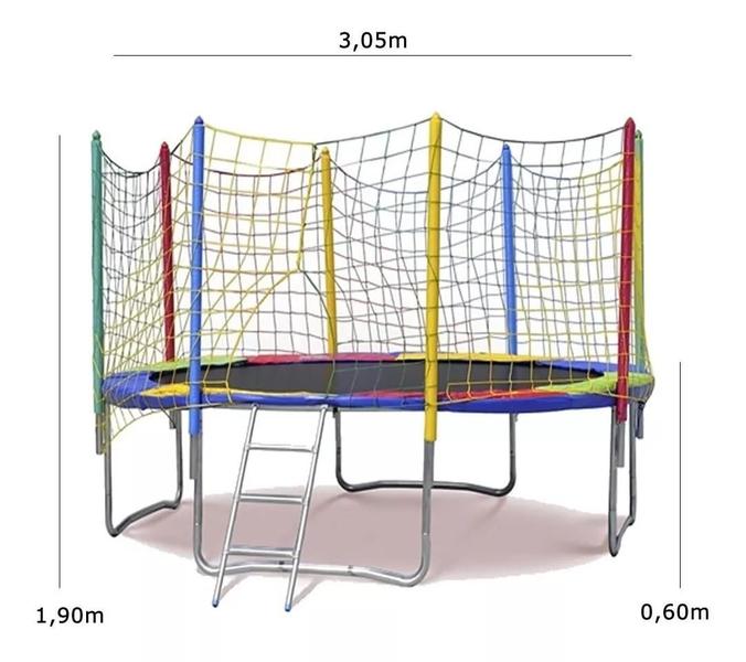 Imagem de Cama Elástica Pula Pula 3,05m Resistente + Piscina de Bolinhas 1,50m Premium + 1.000 Bolinhas + Escorregador Médio + Gangorra 2 Lugares