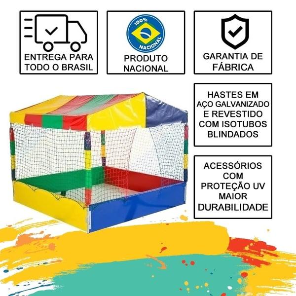 Imagem de Cama elástica Pula Pula Trampolim 2,30m Premium + Piscina de Bolinhas 1,50m + Escorregador Médio Infantil