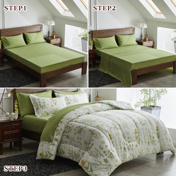 Imagem de Cama em uma bolsa Joyreap Botanical Queen Size Green 7 peças