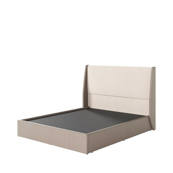 Imagem de Cama Estofada Queen com Cabeceira Ayla - Linho Texturizado Off White c/ PU Fendi