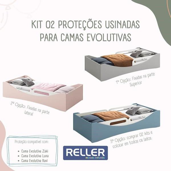 Imagem de Cama Evolutiva 2 em 1 Luna Azul Fosco com Proteção Lateral Usinada - Reller Móveis