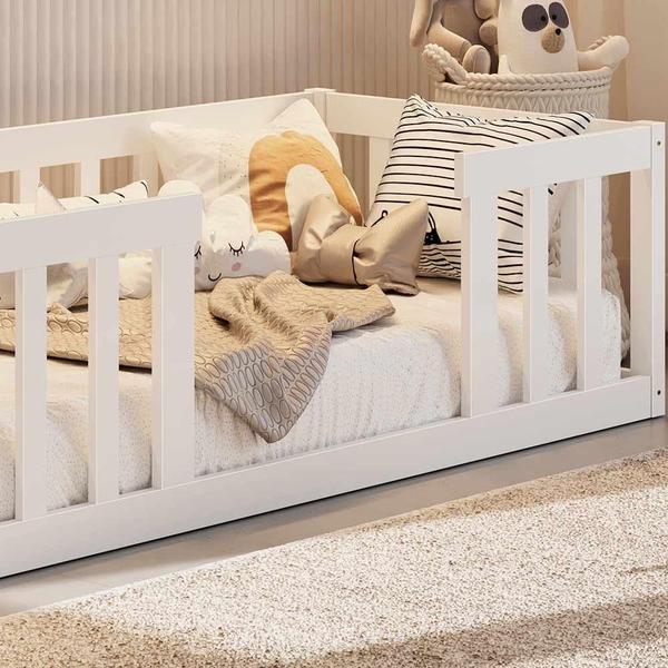 Imagem de Cama Fazenda Infantil Branco Com Colchão Montessoriana Nemargi