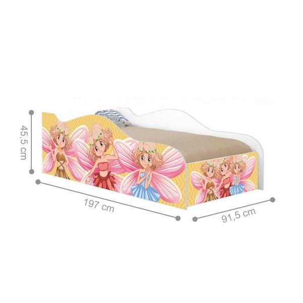 Imagem de Cama Fun Fadinhas Coloridas Solteiro Com Colchão