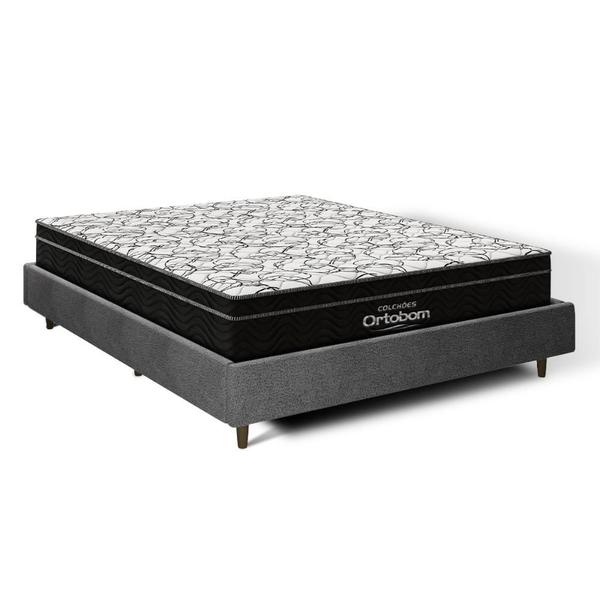 Imagem de Cama Genebra Bouclé com Colchão de Espuma D45 Ortobom Airtech Ortopillow 150 Casal 138cm