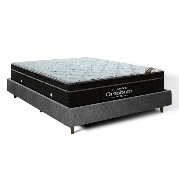 Imagem de Cama Genebra Bouclé com Colchão de Molas Ensacadas Ortobom Elegante Superpocket Pillow In Queen 158cm