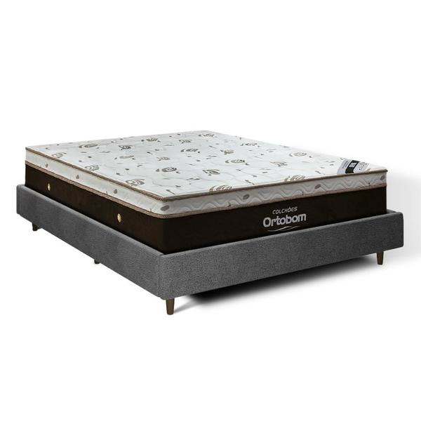 Imagem de Cama Genebra Bouclé com Colchão de Molas Ensacadas Ortobom Sleep King Queen 158cm