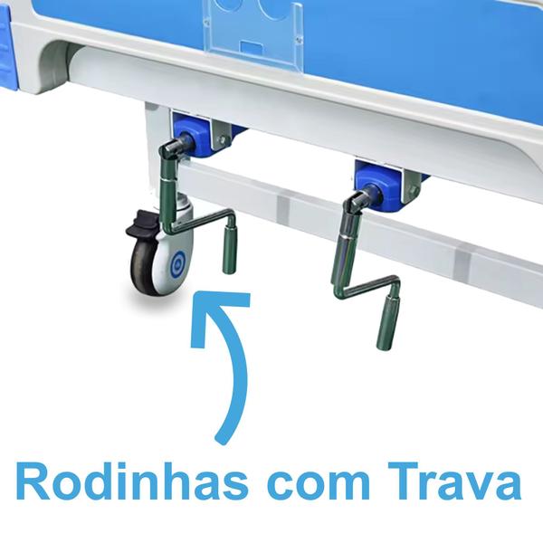 Imagem de Cama Hospitalar Manual Luxo Aço Resistente 120kg