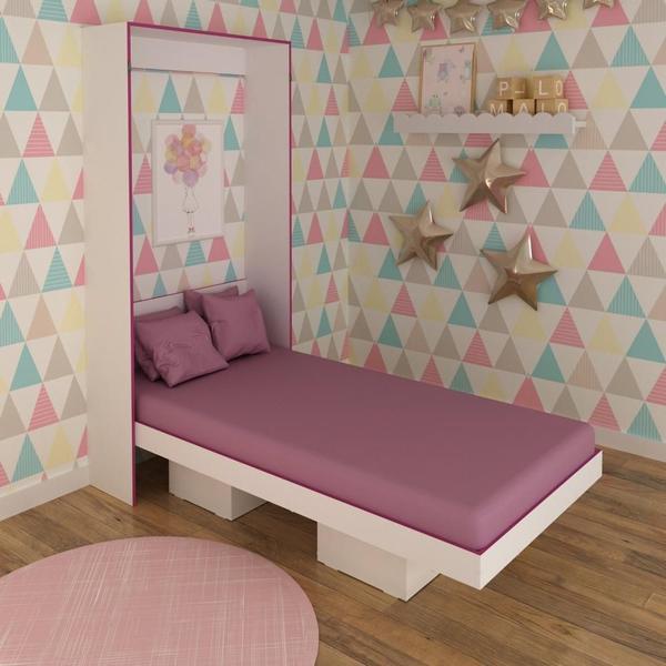 Imagem de Cama Infantil Articulada CM8015 Tecnomobili 97,2x193cm Branco/Rosa