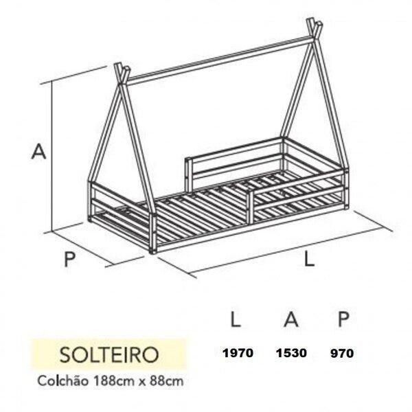Imagem de Cama Infantil Cabana Barra Solteiro Ludika Mobilia Escrita Antiga