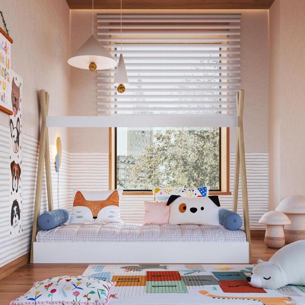 Imagem de Cama Infantil Cabana Itapuã com Branco Completa Móveis