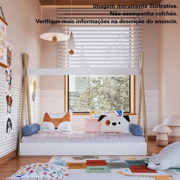 Imagem de Cama Infantil Cabana MDF Marrom Madeira Branco