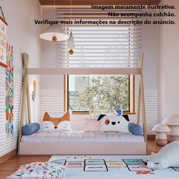 Imagem de Cama Infantil Cabana MDF Marrom Madeira Rosa