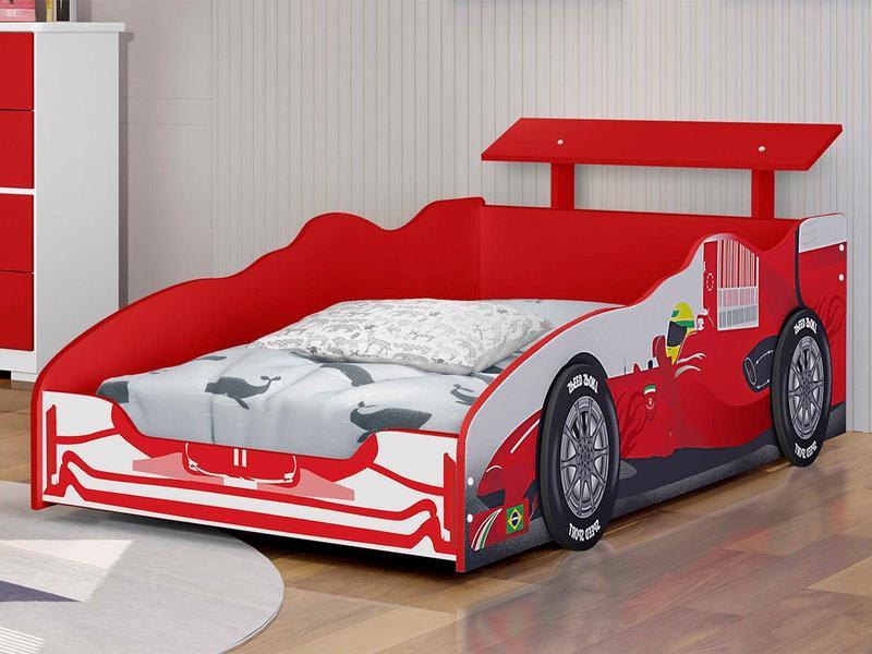 Imagem de Cama Infantil Carro Corrida Fórmula 1 Vermelho