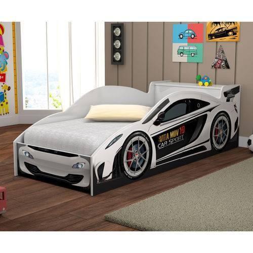 Imagem de Cama Infantil Carro De Corrida 0.70 Branco - Vitamov 0501010