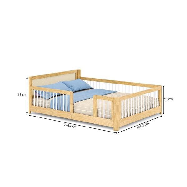 Imagem de Cama Infantil Casal Montessoriano Wave com Rattan Casatema