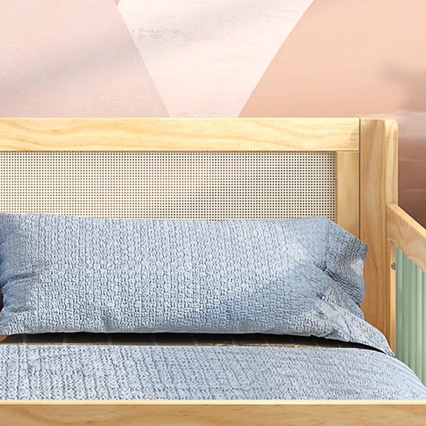 Imagem de Cama Infantil Casal Montessoriano Wave com Rattan Casatema