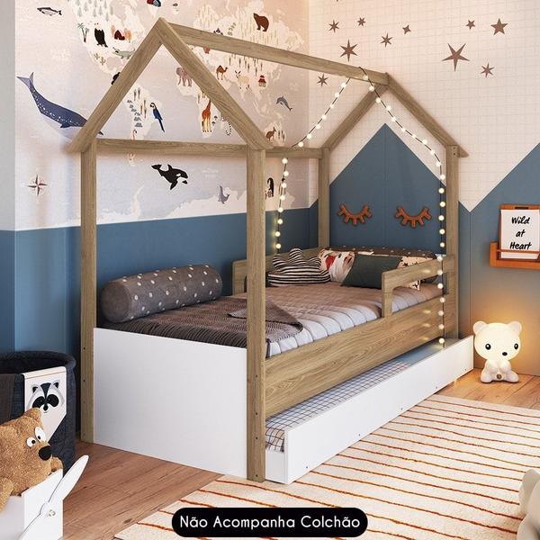 Imagem de Cama Infantil Casinha Com Auxiliar Infix C06 Aveiro/Branco - Mpozenato