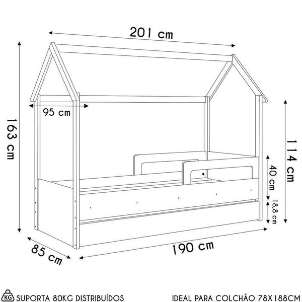 Imagem de Cama Infantil Casinha Com Auxiliar Infix C06 Branco/azul - Mpozenato