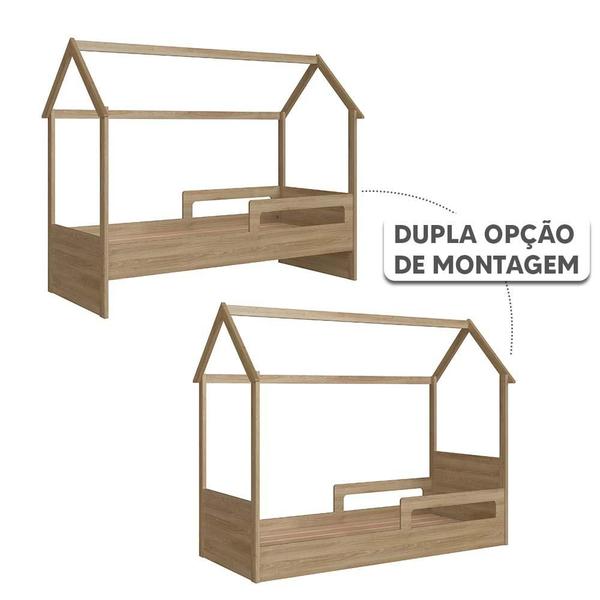 Imagem de Cama Infantil Casinha Com Colchão Solteiro Aveiro Oak Sonho Completa Móveis